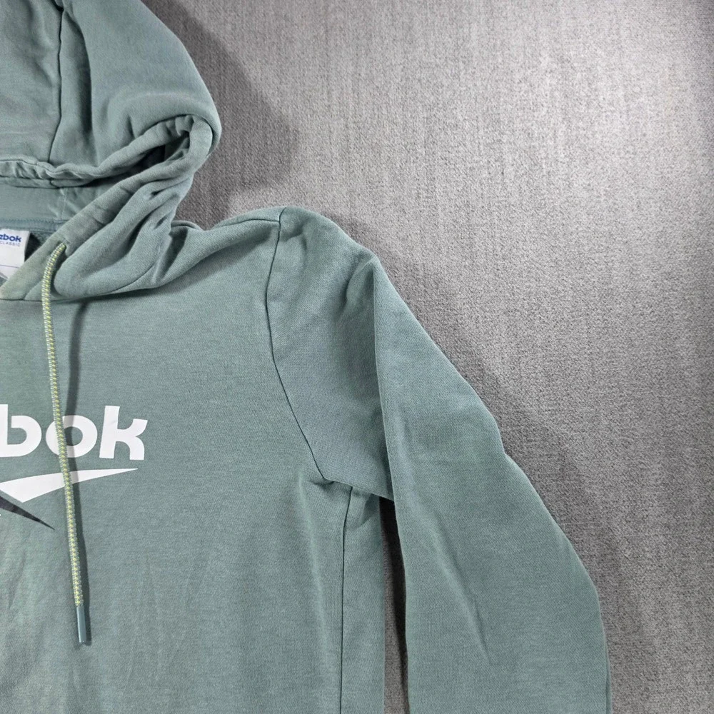 Reebok Hoodie Mens Medium Green Yellow Colorblock Classic Logo Pullover